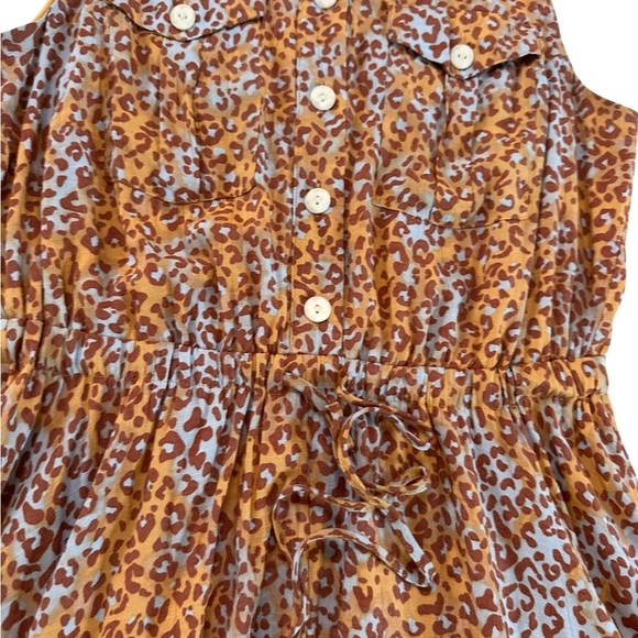 Nine West A-Line Shirt Dress Animal Print Sleeveless Chest Pocket Tie Waist Sz L - Picture 11 of 16